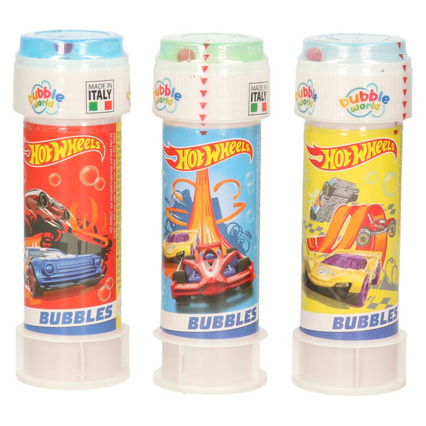 3x Hot Wheels race autos bellenblaas flesjes met bal spelletje in dop 60 ml voor kinderen - Bellenblaas