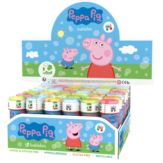4x Peppa Pig bellenblaas flesjes met bal spelletje in dop 60 ml voor kinderen - Bellenblaas