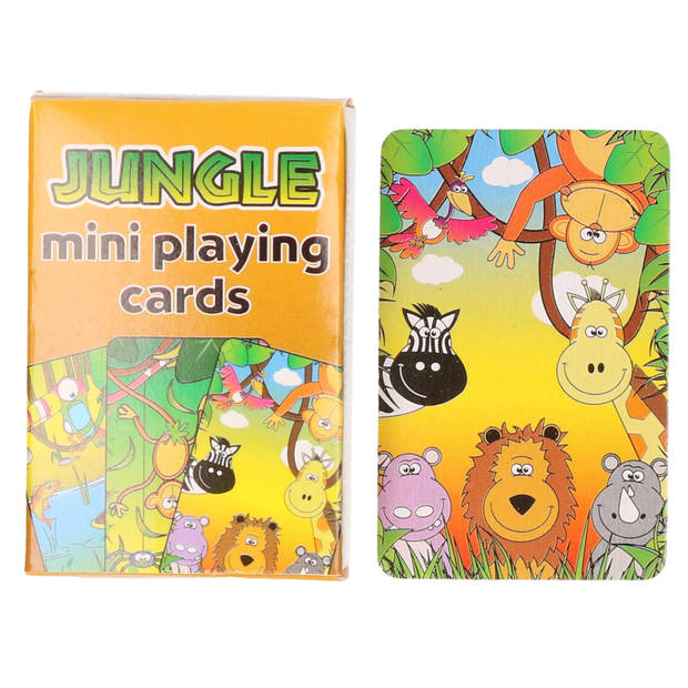 2x pakjes mini jungle dieren thema speelkaarten 6 x 4 cm in doosje - Kaartspel