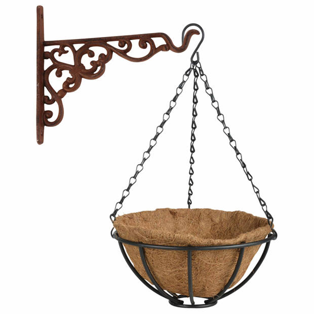 Hanging basket 25 cm met ijzeren muurhaak en kokos inlegvel - Plantenbakken