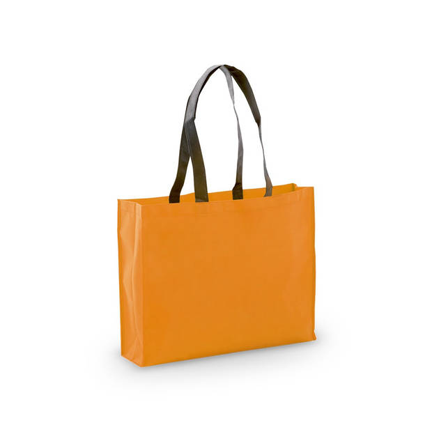 2x stuks draagtassen/schoudertassen/boodschappentassen in de kleur oranje 40 x 32 x 11 cm - Boodschappentassen