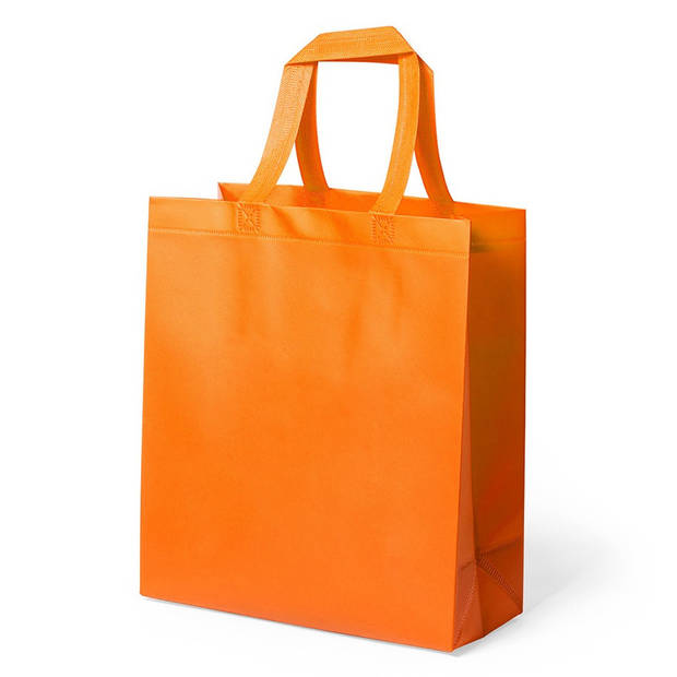 2x stuks draagtassen/schoudertassen/boodschappentassen in de kleur oranje 35 x 40 x 15 cm - Boodschappentassen