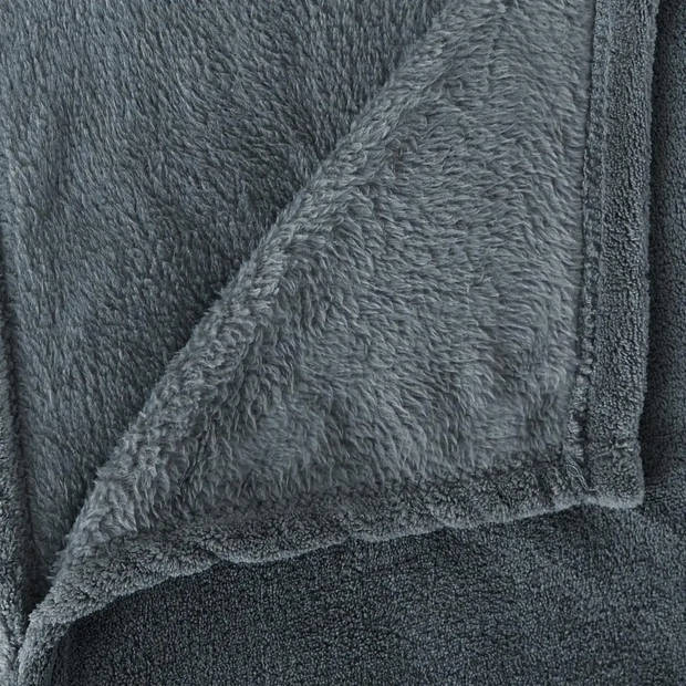 Grote Fleece deken/fleeceplaid blauwgrijs 180 x 230 cm polyester - Plaids