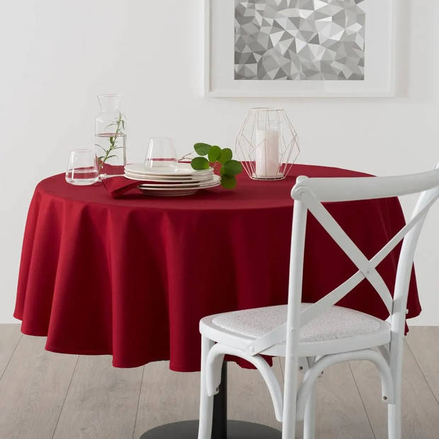 Tafelkleed rond 180 cm rood polyester - Tafellakens