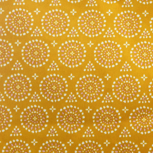 Tafelkleed rond 180 cm etnisch print oker geel polyester - Tafellakens