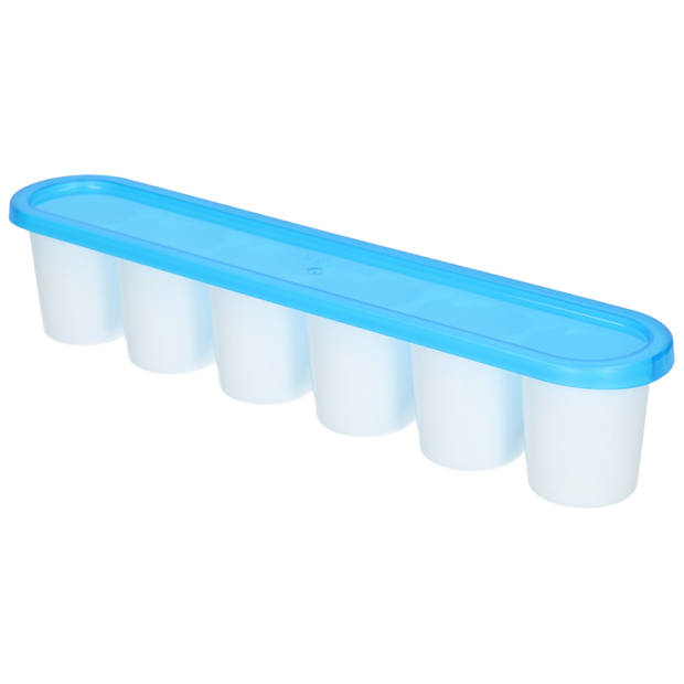 Forte Plastics Grote ijsblokjes/ijsklontjes vormen - met deksel - blauw - 30 x 6 x 6 cm - IJsblokjesvormen