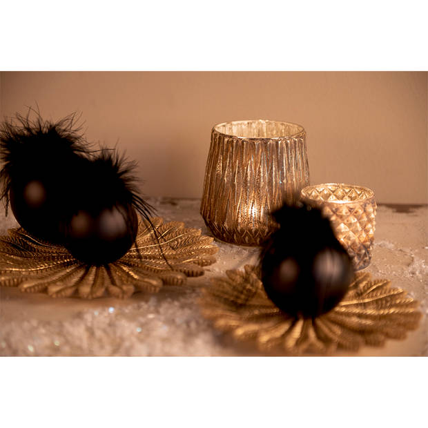Clayre & Eef Kerstbal Set van 4 Ø 10 cm Zwart Glas Kerstboomversiering Zwart Kerstboomversiering