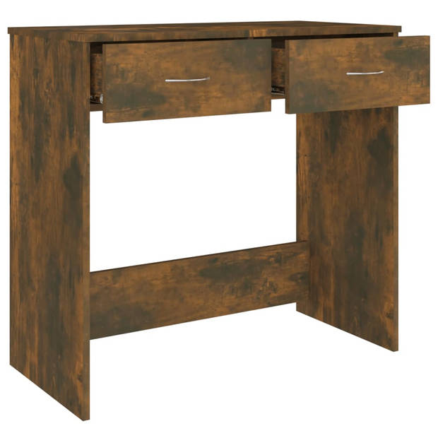 The Living Store Bureau Gerookt Eiken - Schrijftafel 80 x 40 x 75 cm - Met 2 lades