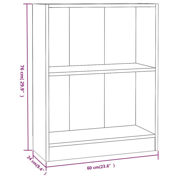 vidaXL Boekenkast 60x24x76 cm bewerkt hout grijs sonoma eikenkleurig