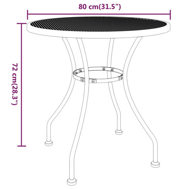 vidaXL Tuintafel Ø80x72 cm metaalgaas antracietkleurig