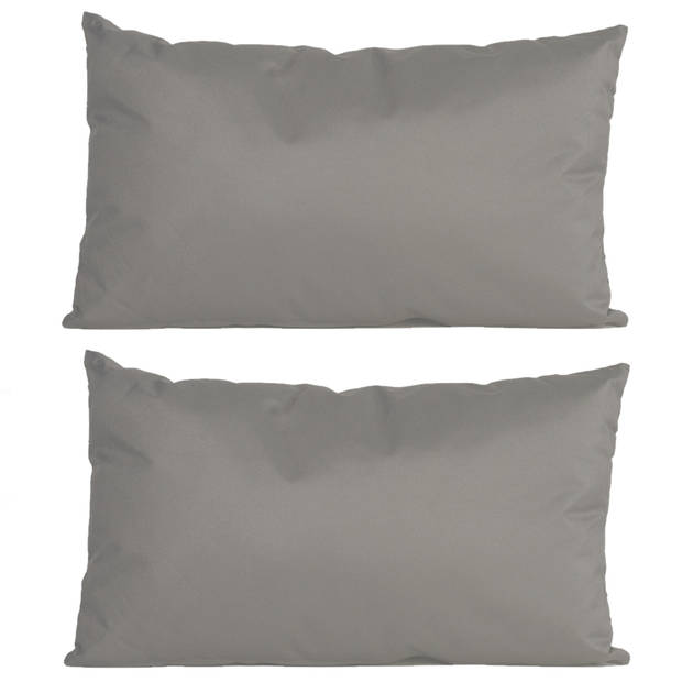 2x stuks buiten/woonkamer/slaapkamer kussens in het grijs 30 x 50 cm - Sierkussens