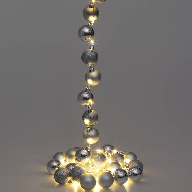Casaria Kerstboomverlichting/ Feestverlichting/ Kerstverlichting - met Kerstballen - 40 LED - 2 m - Zilver