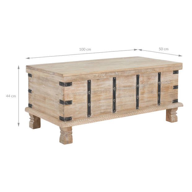 Salontafel 100x44x50 cm naturel/wit mangohout WOMO-Design