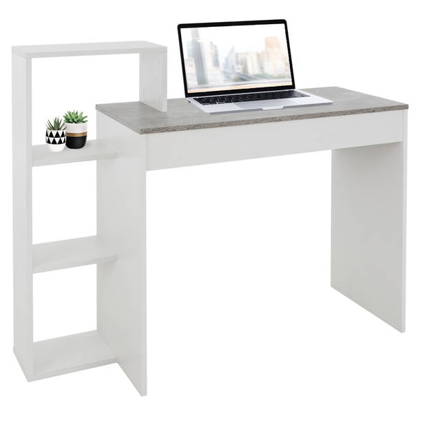 Bureau met legplank 110x72x40 cm wit/betonlook hout ML-Design