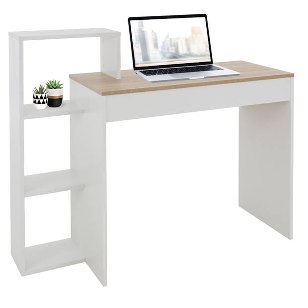 Bureau met legplank 110x72x40 cm Wit/Sonoma Eik Hout ML Design