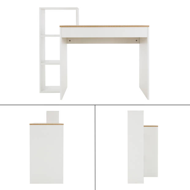 Bureau met legplank 110x72x40 cm Wit/Sonoma Eik Hout ML Design