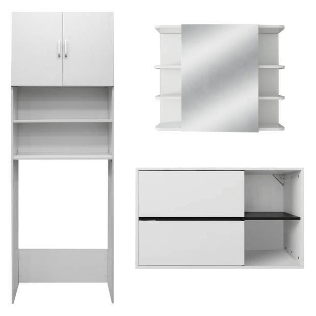 Badkamermeubelset 3-delig moderne stijl wit hout ML-Design