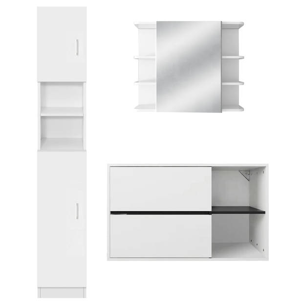 Badkamermeubelset 3-delig moderne stijl wit hout ML-Design