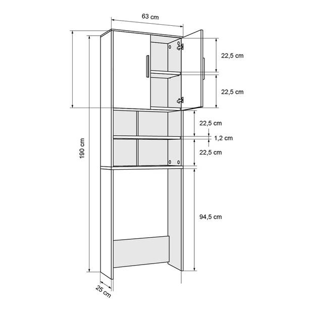 Badkamermeubelset 3-delig moderne stijl wit hout ML-Design