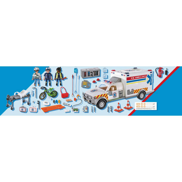 Voertuig Speelset Playmobil Rescue Vehicle: US Ambulance City Action 70936 (93 pcs)