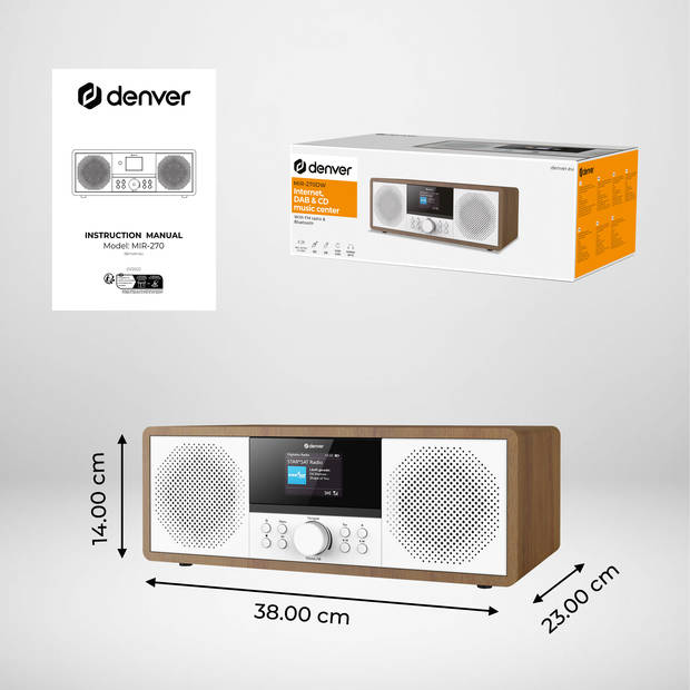 Denver Internet Radio - DAB Radio - FM Radio - CD Speler - Bluetooth - 200W - AUX/USB - MIR270 - Hout