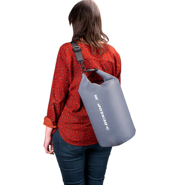 Dunlop Drybag - 20 Liter - Waterdichte Tas - Duurzaam PVC - Stof- en Waterdichte zak - Unisex - Grijs