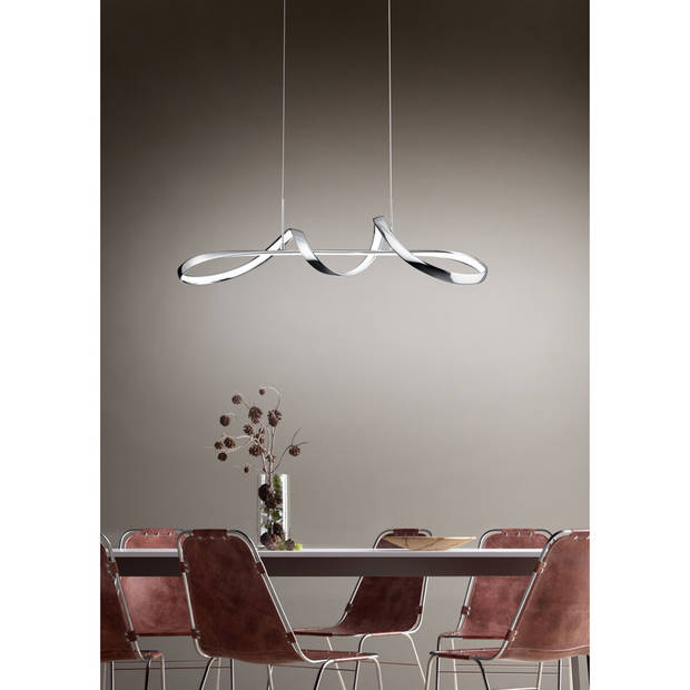 LED Hanglamp - Hangverlichting - Trion Peruino - 37W - Natuurlijk Wit 4000K - Dimbaar - Rond - Glans Chroom - Aluminium