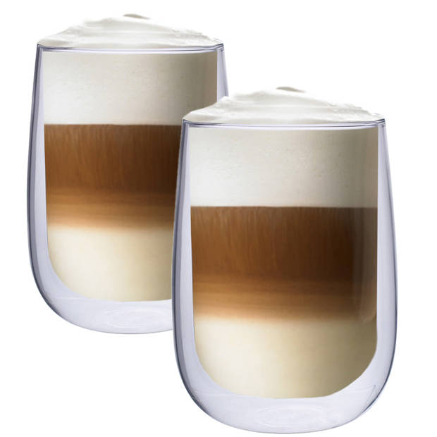 Luxe Latte Macchiato Glazen Dubbelwandig - Koffieglazen - Cappuccino Glazen - Theeglas Dubbelwandig - 450 ML - Set Van 2
