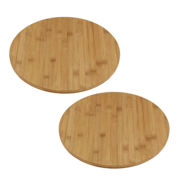 2x stuks draaiende hapjes serveer planken bamboe hout 35 cm - Kaasplankjes