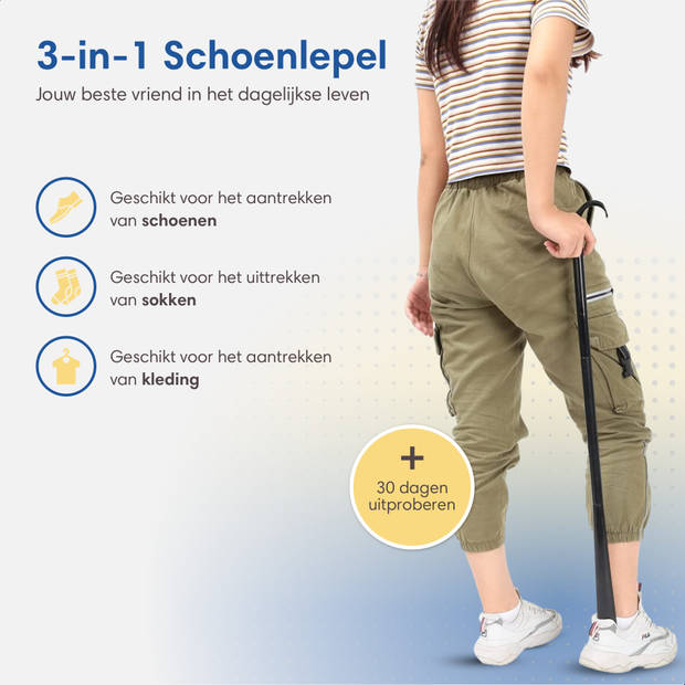 Safe Age Schoenlepel - Extra lang - 3 verschillende lengtes - Incl. aankleedstok en sokkenhulp