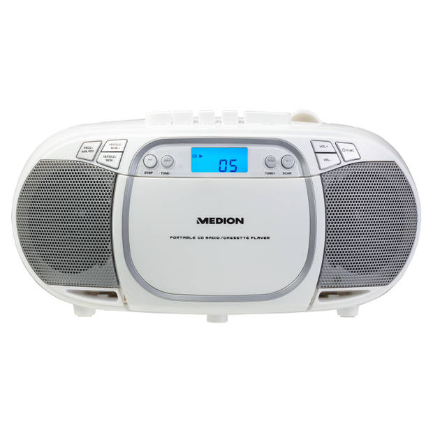 Medion Draagbare Radio (model: E66476) - wit - cassette en cd speler