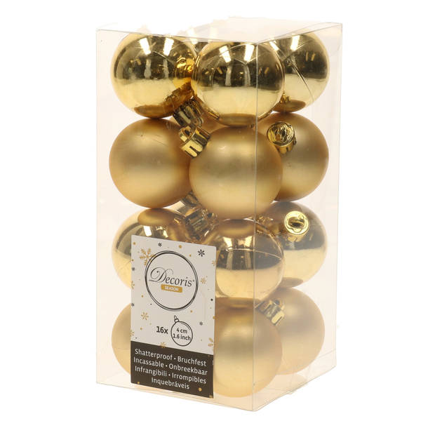 Kerstversiering kunststof kerstballen goud 4-6 cm pakket van 46x stuks - Kerstbal