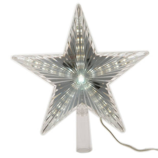 Lichtgevende koel witte kerst ster H23 cm met knipperlicht functie - kerstboompieken