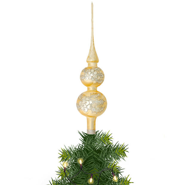 Kerst piek van glas goud ijslak H30 cm - kerstboompieken