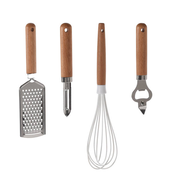 Excellent Houseware 4-delige keukengerei set - Opener/garde/schilmes/rasp - Keuken gardes