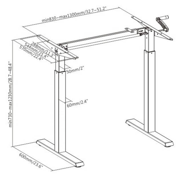 Bureau frame zit sta - hoogte verstelbaar - bureaublad formaat 100 tot 160 cm