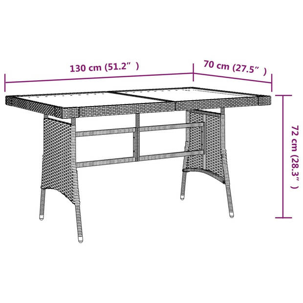 vidaXL 7-delige Tuinset poly rattan zwart