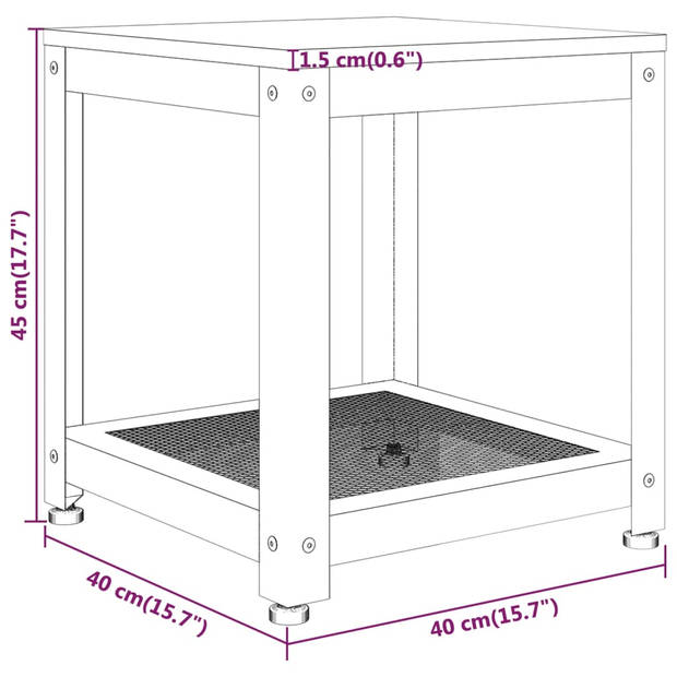 vidaXL Bijzettafel 40x40x45 cm MDF en ijzer lichtbruin en zwart