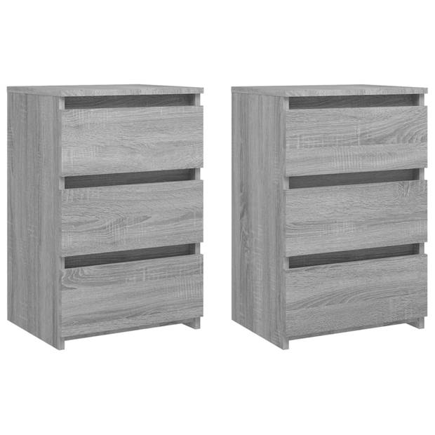 vidaXL Nachtkastjes 2 st 40x35x62,5 cm bewerkt hout grijs sonoma eiken