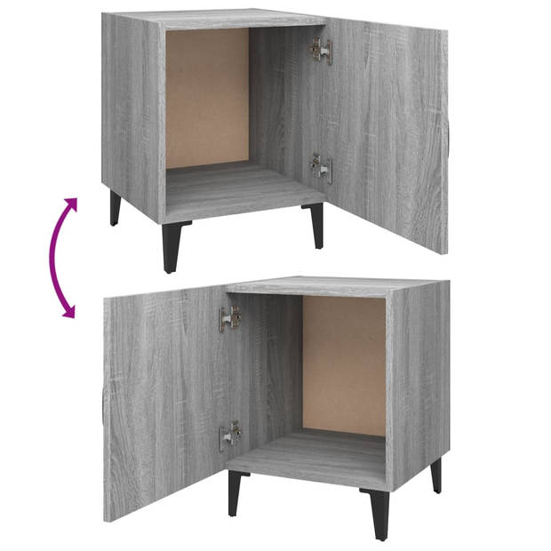 The Living Store Bedkast - Grijs Sonoma Eiken - 40 x 40 x 50 cm - Bewerkt Hout