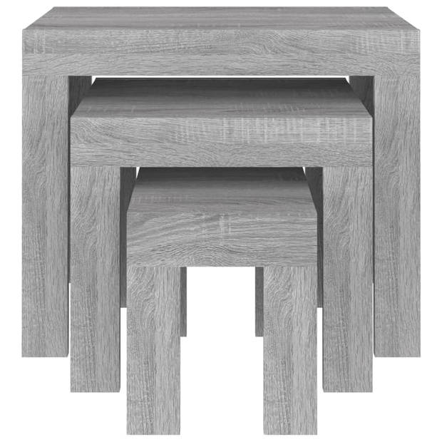 The Living Store Tafeltjesset - Grijs Sonoma Eiken - 61 x 30 x 50 cm - Bewerkt Hout