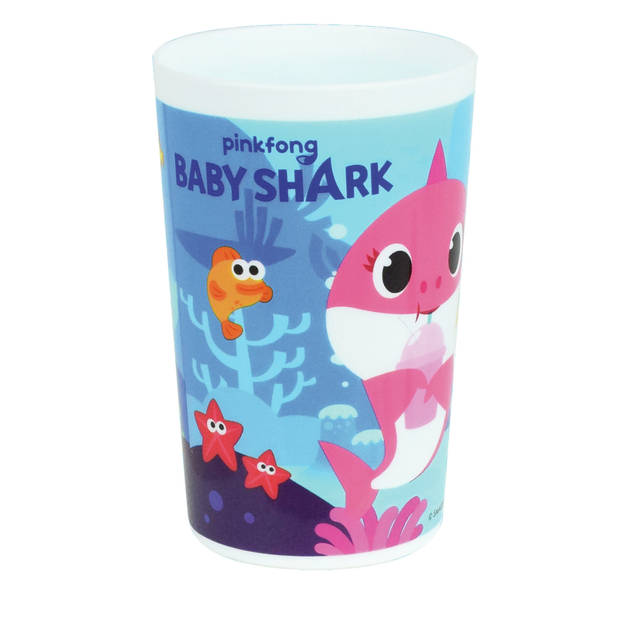 4x stuks kunststof drinkbeker Baby Shark 220 ml - Kinderservies
