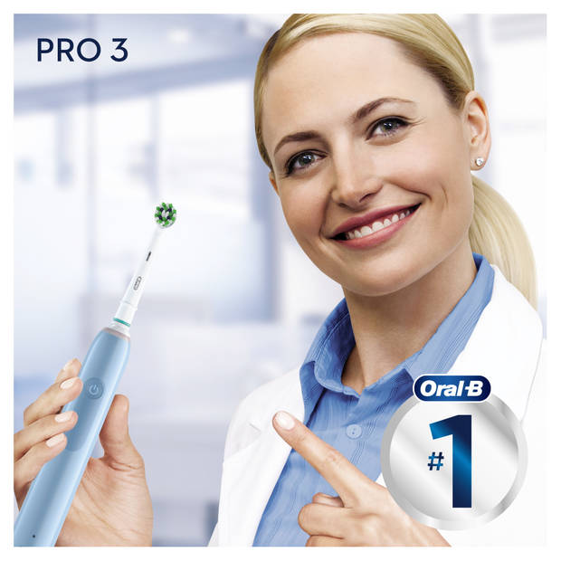Oral-B elektrische tandenborstel Pro 3 3000 CrossAction blauw - 3 poetsstanden