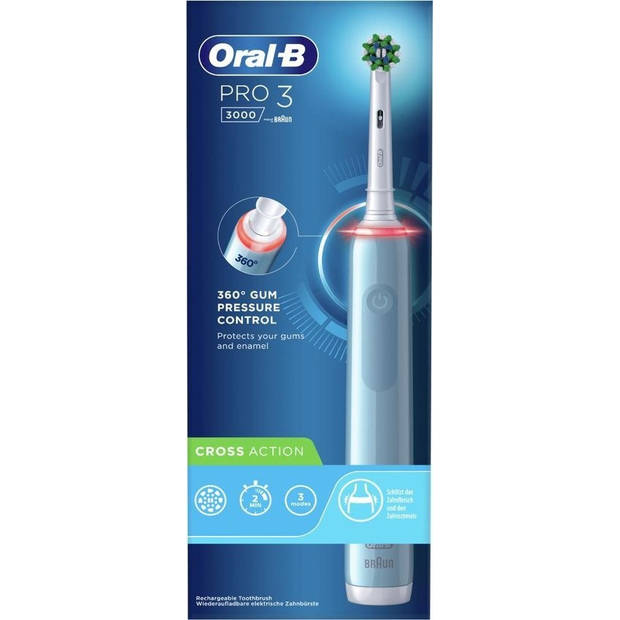 Oral-B elektrische tandenborstel Pro 3 3000 CrossAction blauw - 3 poetsstanden