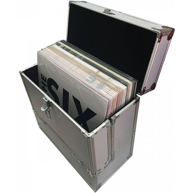 Vinyl LP koffer platenkoffer voor 40 stuks zilver aluminium