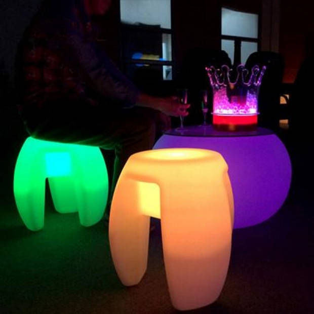 Krukje bijzet tafeltje LED verlichting 16 kleuren RGB oplaadbaar afstandbediending