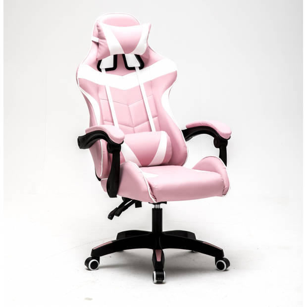 Gamestoel Cyclone tieners - bureaustoel - racing gaming stoel - roze wit