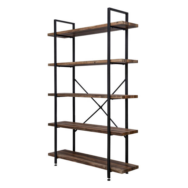 Wandkast boekenkast Stoer industrieel design metaal hout 178 cm hoog zwart