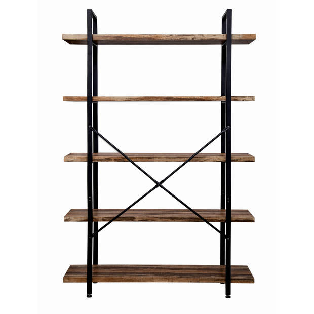 Wandkast boekenkast Stoer industrieel design metaal hout 178 cm hoog zwart