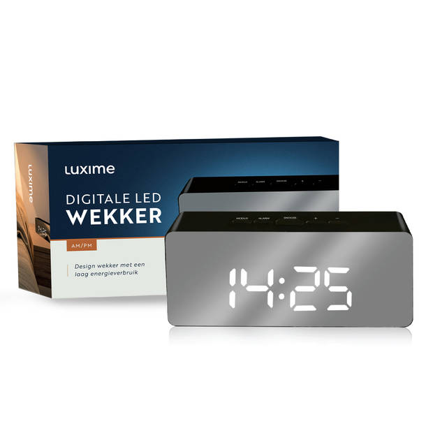 Luxime® - Luxe Digitale Wekker - Slaapkamer - Klok - Energiezuinig - Zwart